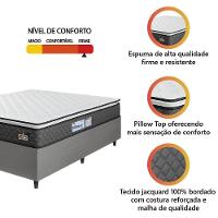 Cama Box Casal Queen Colchão Espuma D33 Pillow Top Millenium 158x198x57cm Suede Cinza/branco Hellen - 2