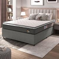 Cama Box Casal Queen Colchão Espuma D33 Pillow Top Millenium 158x198x57cm Suede Cinza/branco Hellen - 5