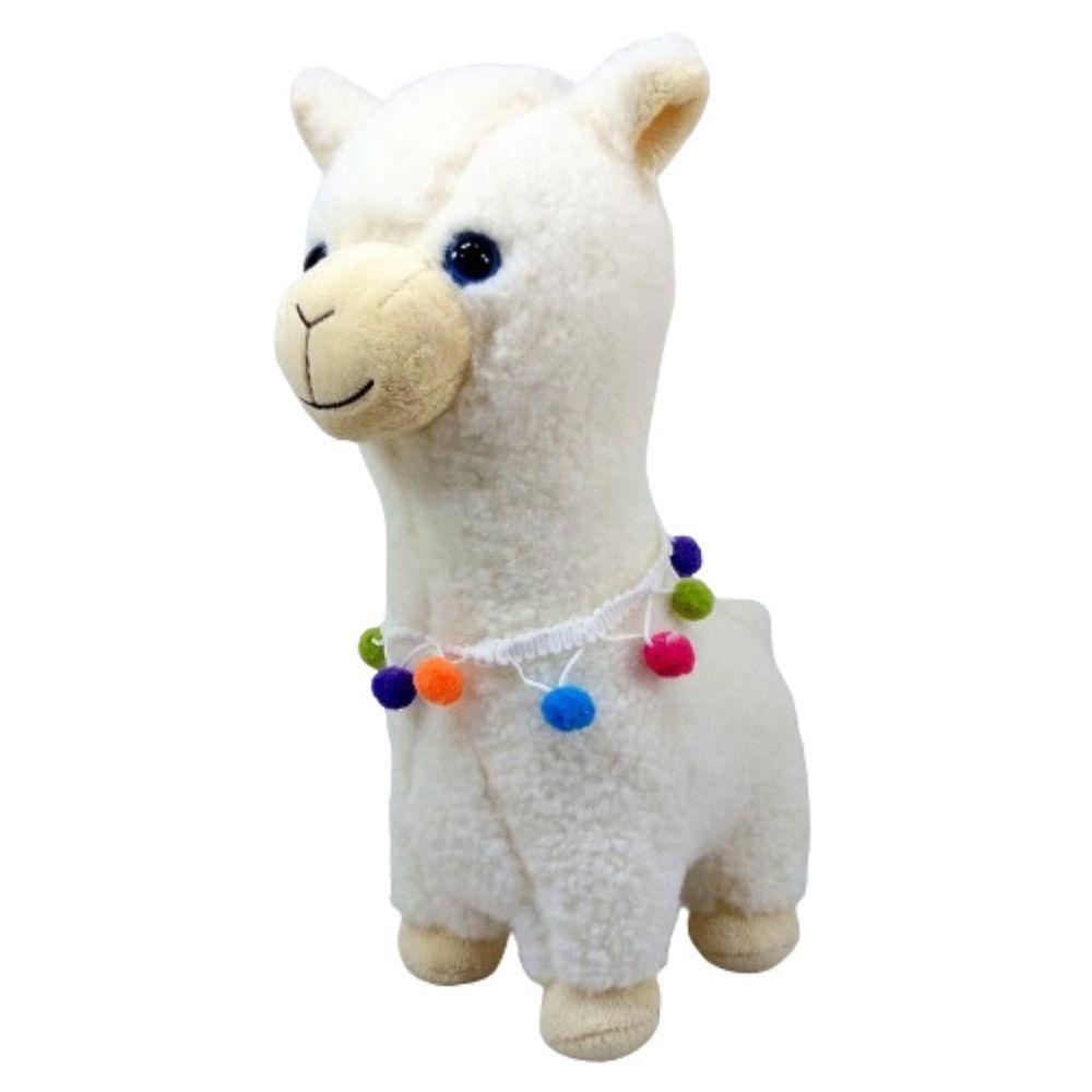 Lhama Branca Pelúcia Com Colar 32 Cm Altura De Fofinha - 1