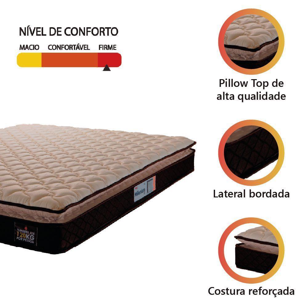 Colchão Casal Queen Espuma D33 Pillow Top Millenium 158x198x19cm Marrom Hellen - Suporta Até 120 Kg Marrom - 2