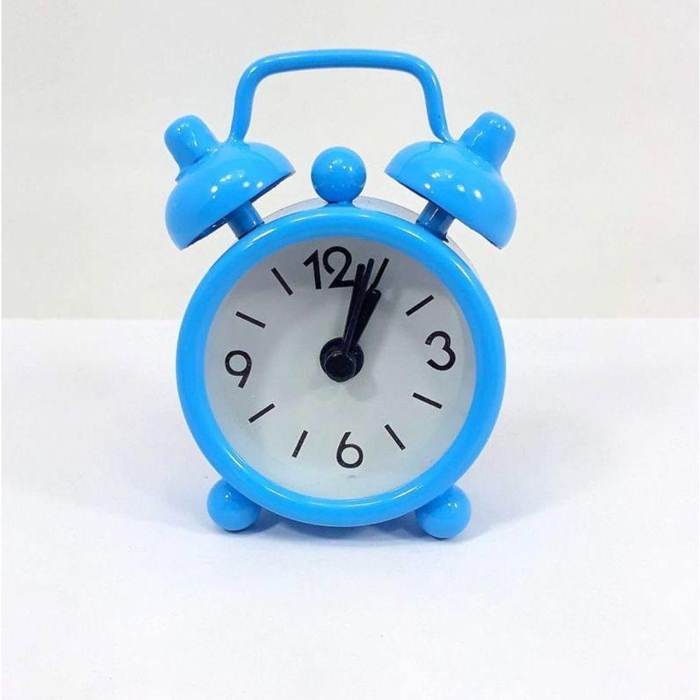 Mini Relógio Despertador 6 Cm Azul Com Alarme - 2