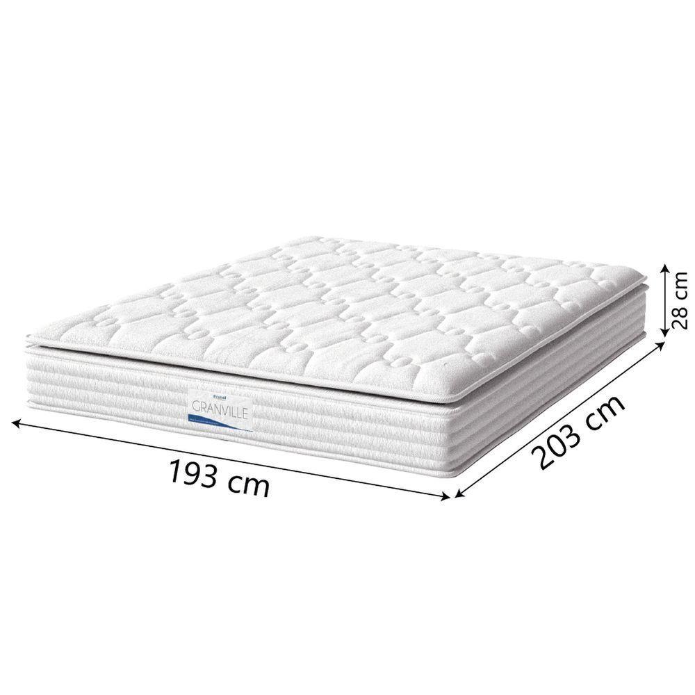 Cama Box Baú Casal King Colchão Molas Ensacadas Granville Com Pillow 193x203x69cm Branco - 3
