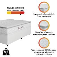 Cama Box Baú Casal Colchão Espuma D33 Pillow Top New Millenium 138x188x60cm Branco Hellen - 2