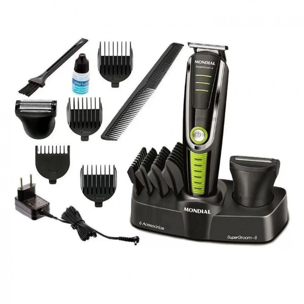 Aparador De Pelos Mondial Super Groom 6w Bg-04 Preto/verde Bivolt - 2