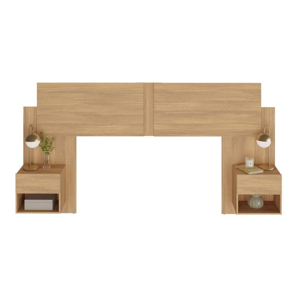 Cabeceira Casal/queen Com 2 Mesas De Cabeceira 232cm Multimóveis Mp4317 Madeirado Madeirado - 1