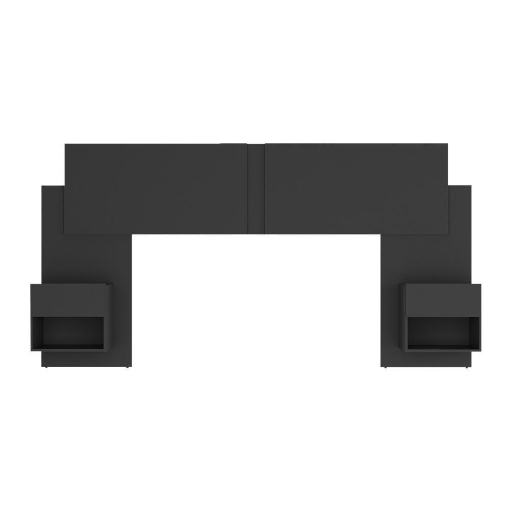 Cabeceira Casal/queen Com 2 Mesas De Cabeceira 232cm Multimóveis Mp4317 Preto Preto - 2