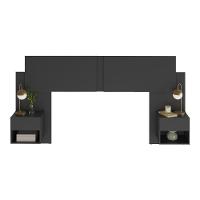 Cabeceira Casal/queen Com 2 Mesas De Cabeceira 232cm Multimóveis Mp4317 Preto Preto - 1