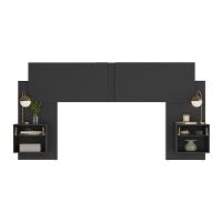 Cabeceira Casal/queen Com 2 Mesas De Cabeceira 232cm Multimóveis Mp4317 Preto Preto - 3