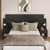 Cabeceira Casal/queen Com 2 Mesas De Cabeceira 232cm Multimóveis Mp4317 Preto Preto - 6