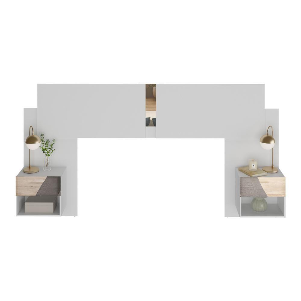 Cabeceira Casal/queen Com Espelhos E 2 Mesas De Cabeceira 232cm Multimóveis Mp4324 Branco Branco - 1