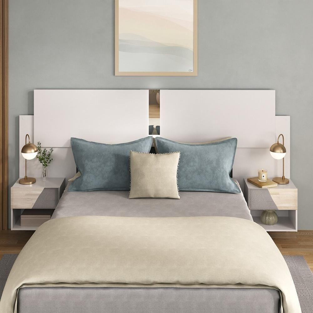 Cabeceira Casal/queen Com Espelhos E 2 Mesas De Cabeceira 232cm Multimóveis Mp4324 Branco Branco - 6