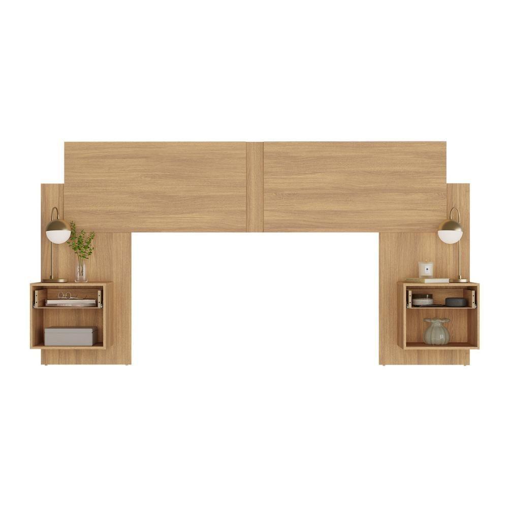 Cabeceira Casal/queen Com 2 Mesas De Cabeceira 232cm Multimóveis Mp4325 Madeirado Madeirado - 3