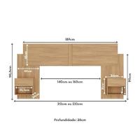 Cabeceira Casal/queen Com 2 Mesas De Cabeceira 232cm Multimóveis Mp4325 Madeirado Madeirado