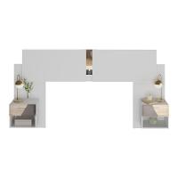 Cabeceira Casal/queen Com Espelhos E 2 Mesas De Cabeceira 232cm Multimóveis Mp4326 Branco Branco - 1