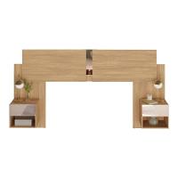 Cabeceira Casal/queen Com Espelhos E 2 Mesas De Cabeceira 232cm Multimóveis Mp4326 Madeirado Madeirado - 1