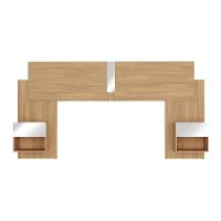 Cabeceira Casal/queen Com Espelhos E 2 Mesas De Cabeceira 232cm Multimóveis Mp4326 Madeirado Madeirado - 2