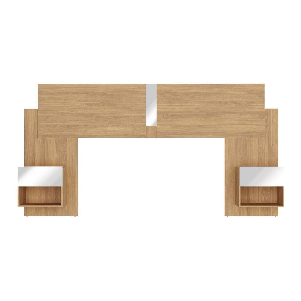 Cabeceira Casal/queen Com Espelhos E 2 Mesas De Cabeceira 232cm Multimóveis Mp4324 Madeirado Madeirado - 2