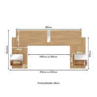 Cabeceira Casal/queen Com Espelhos E 2 Mesas De Cabeceira 232cm Multimóveis Mp4324 Madeirado Madeirado