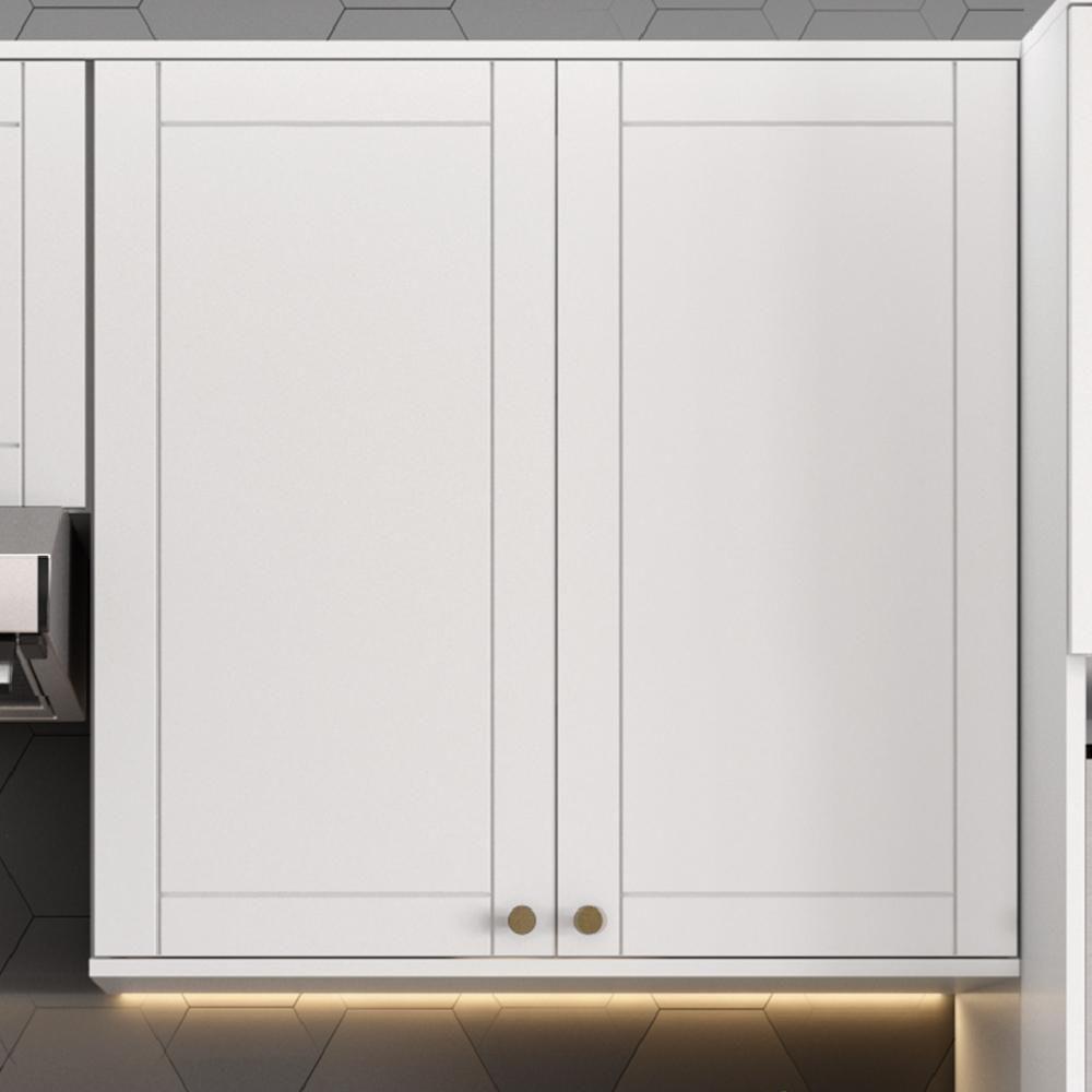 Armário Aéreo Milla Mdf 2 Portas De Branco 80 Cm Carraro - 4