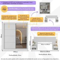 Guarda Roupas Casal Espelho E Cabeceira Com 2 Mesas De Cabeceira Multimóveis MP4327 Branco - 6