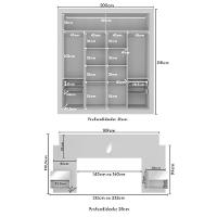 Guarda Rroupas Casal E Cabeceira Com 2 Mesas De Cabeceira E Espelhos Multimóveis MP4328 Branco - 5