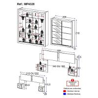 Guarda Roupas Casal E Cabeceira Com 2 Mesas De Cabeceira E Espelhos Multimóveis MP4328 Madeirado - 2