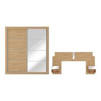 Guarda Roupas Casal E Cabeceira Com 2 Mesas De Cabeceira E Espelhos Multimóveis MP4328 Madeirado - 6