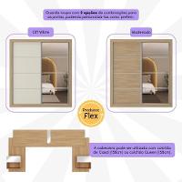 Guarda Roupas Casal E Cabeceira Com 2 Mesas De Cabeceira E Espelhos Multimóveis MP4328 Madeirado - 8