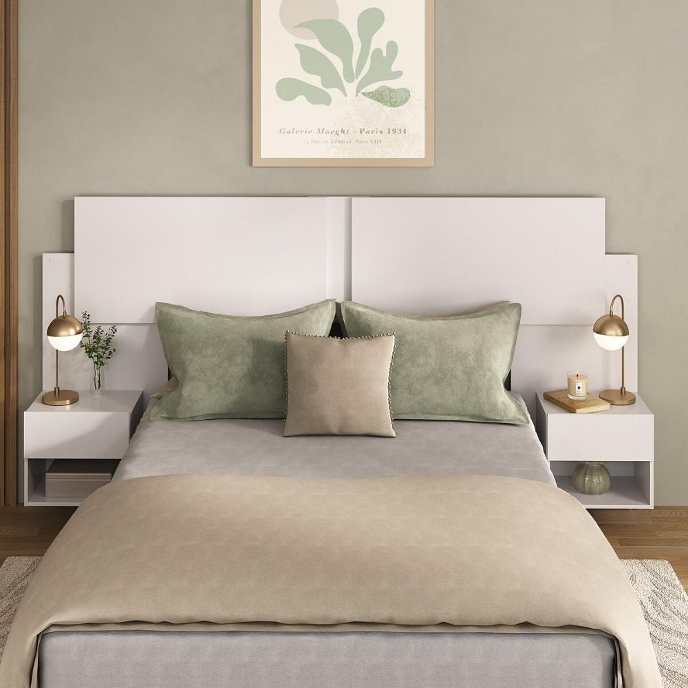 Cabeceira Casal Queen Com 2 Mesas De Cabeceira 232cm Multimóveis MP4325 Branco - 6