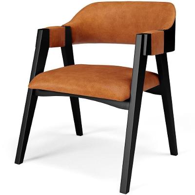 Cadeira Para Sala De Jantar Estar Living Estofada Suran L02 Preto Couríssimo Canela Lyam Decor