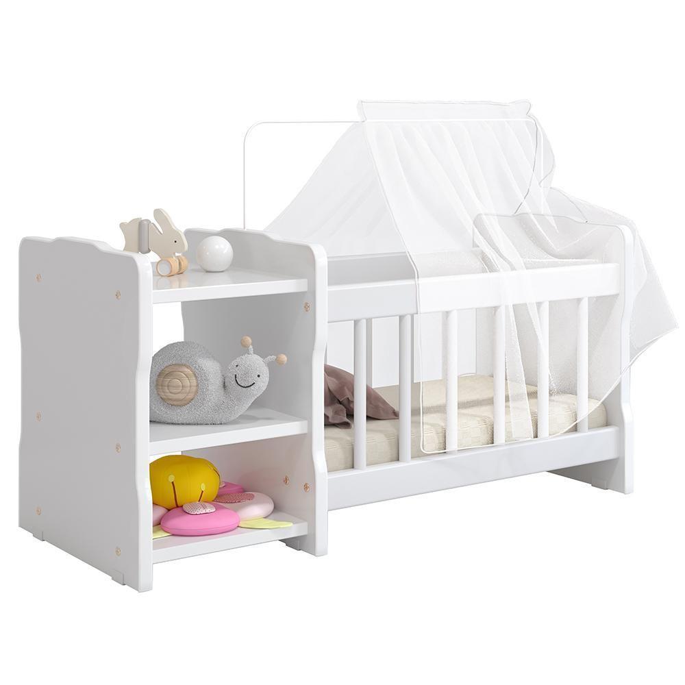 Berço Para Boneca Cristal Ursinho C02 Brinquedo Infantil Branco Lyam Decor - 1