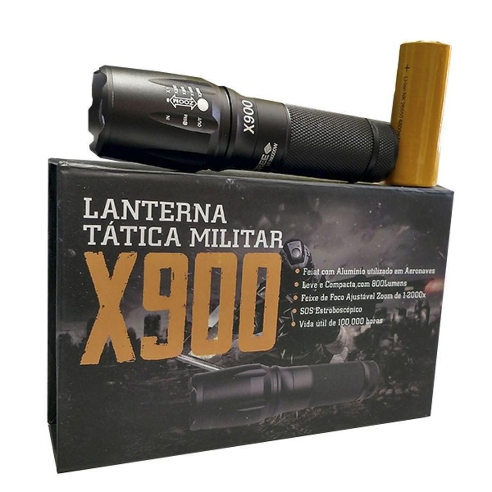 Lanterna Led Tática T6 Militar X900 com Bateria Recarregável - 1