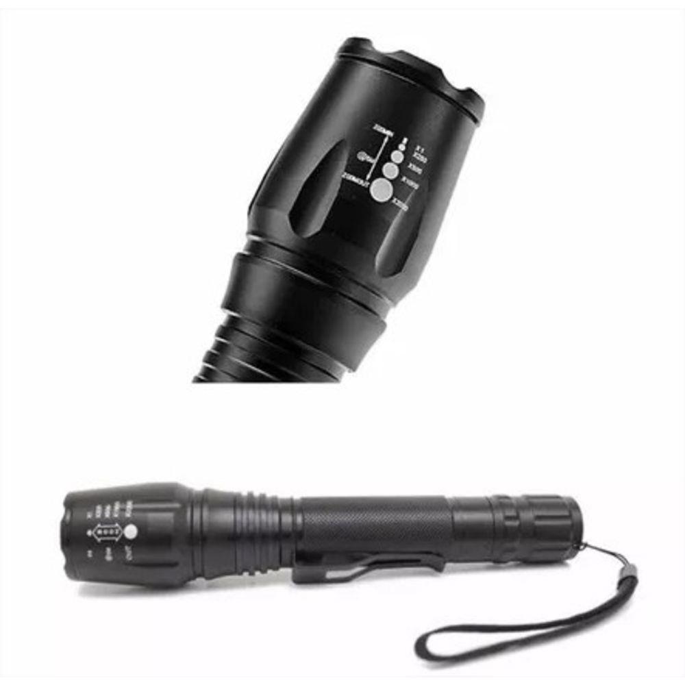 Lanterna Led Longo Alcance T6 Ultra Forte Militar Tática 2 Baterias B8477 - 3