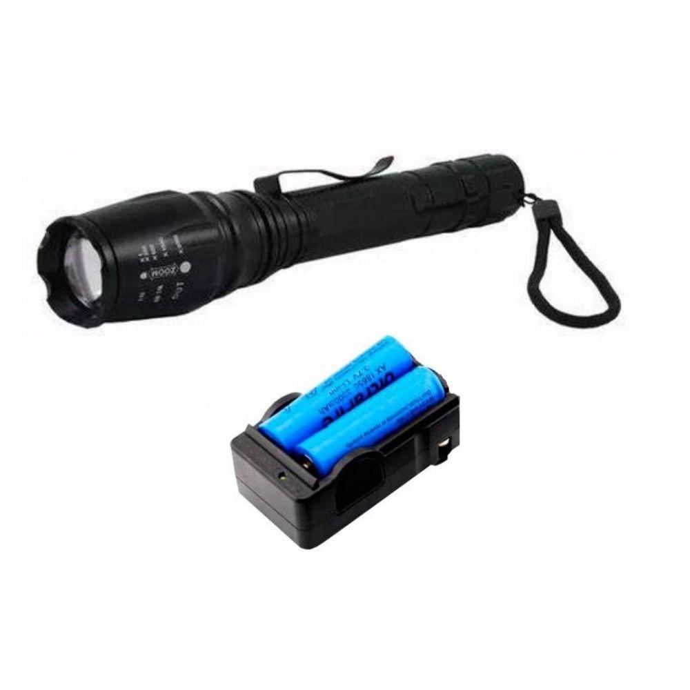 Lanterna Led T6 Ultra Forte Militar Tática 2 Baterias B-8477 - 1