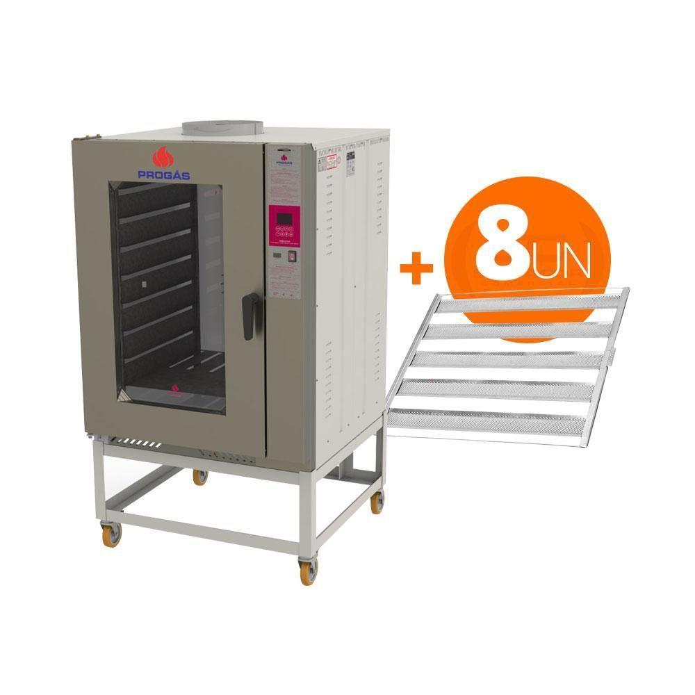 Forno Turbo A Gás 8 Níveis Prp-8000 Bivolt + 8 Esteiras Alumínio 50g 58x70 - Progás Bivolt - 1