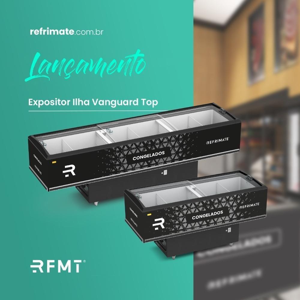 Expositor Ilha Vanguard Top De Congelados E Resfriados Vidro Semicurvo 2,00m Eivt Refrimate 220v - 3