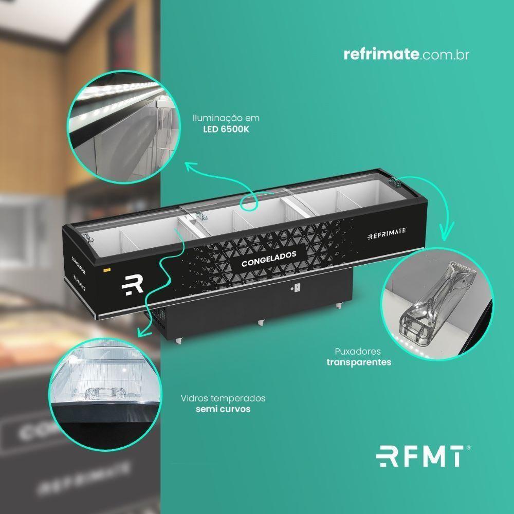 Expositor Ilha Vanguard Top De Congelados E Resfriados Vidro Semicurvo 2,00m Eivt Refrimate 220v - 4
