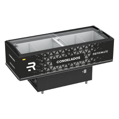 Expositor Ilha para Congelados e Resfriados Refrimate EIVT 2000 Vidro Semicurvo 220V