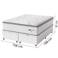 Cama Box Baú Casal Queen Colchão Molas Guarda Costas Com Pillow 158x198x81cm Branco Cinza - 3