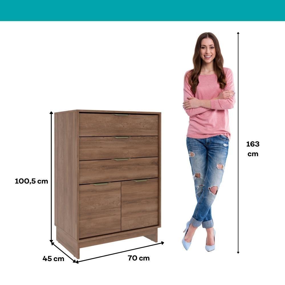 Cômoda 3 Gavetas 2 Portas Quarto 1112 Carraro Freijó - 4