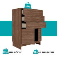 Cômoda 3 Gavetas 2 Portas Quarto 1112 Carraro Freijó - 5