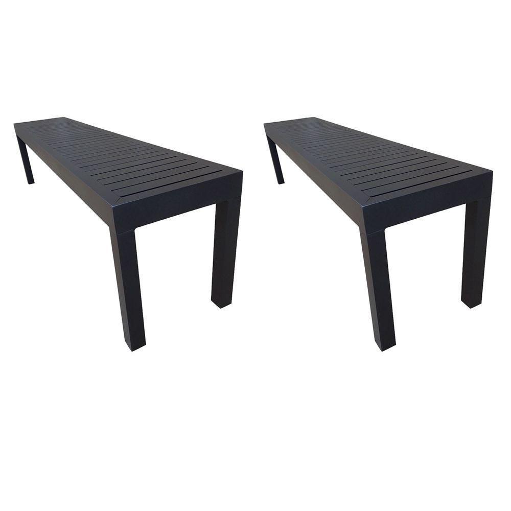 Kit 2 Bancos Ripados Em Alumínio 1.50m Preto - 1