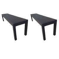 Kit 2 Bancos Ripados Em Alumínio 1.50m Preto - 1