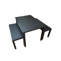 Conjunto Mesa Ripada Com 2 Bancos Ripados Alumínio 2.00x0.90m Marrom - 1