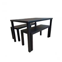 Conjunto Mesa Ripada Com 2 Bancos Ripados Alumínio 2.00x0.90m Marrom