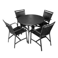 Conjunto Mesa Redonda 1,00 Com 4 Cadeiras Betta Em Alumínio Área Externa Preto - 1