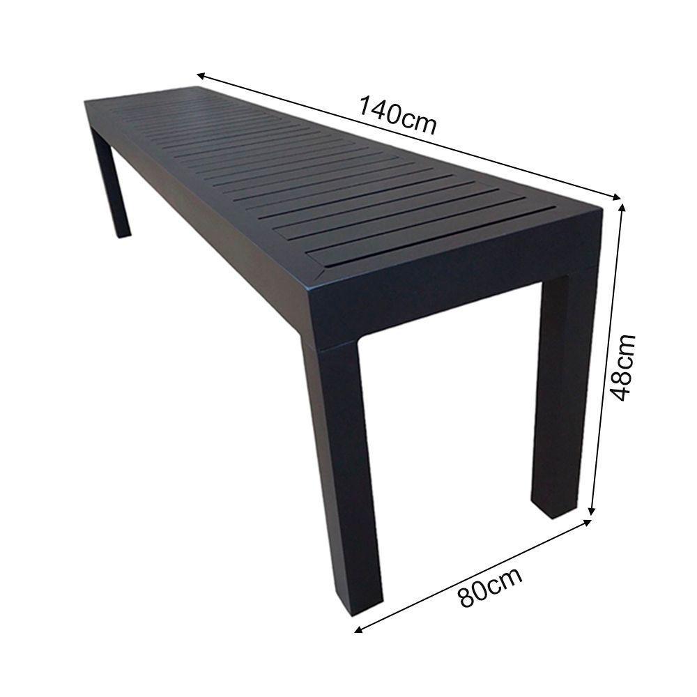 Conjunto Mesa Ripada Com 2 Bancos Ripados Alumínio 1.40x0.80m Preto - 2