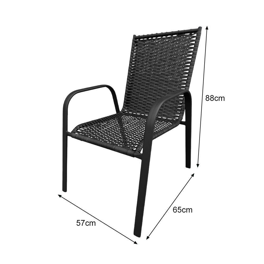 Kit 4 Cadeiras Roma Em Alumínio Área Externa Preto - 2