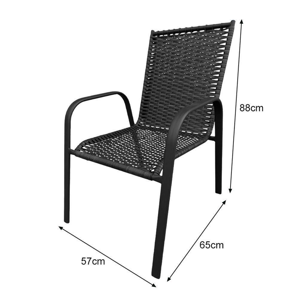 Conjunto Mesa Retangular 1.20x0.80 Com 4 Cadeiras Roma Em Alumínio Área Externa Preto - 3