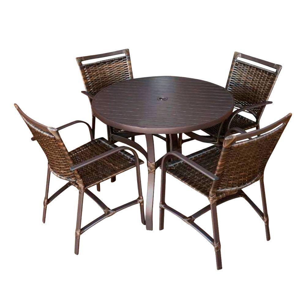 Conjunto Mesa Redonda 1,00 Com 4 Cadeiras Betta Em Alumínio Área Externa Marrom - 1